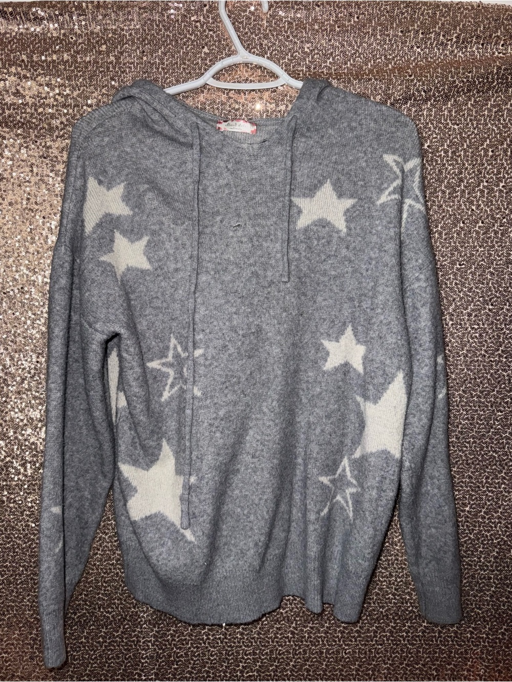 Altar'd State Gray Star-Print Hooded Pullover